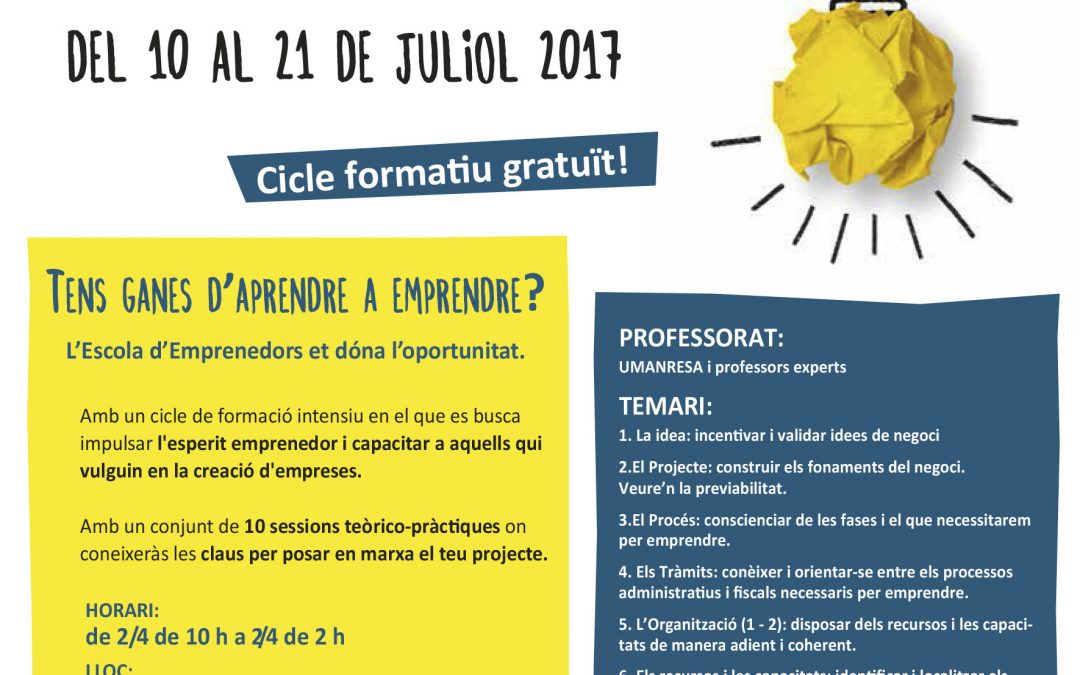 Escola d’emprenedoria del Moianès: De la idea al teu projecte empresarial