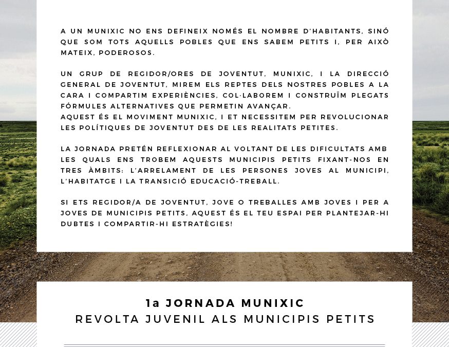 Jornada Munixic VIURE EL POBLE, VIURE AL POBLE I VIURE DEL POBLE